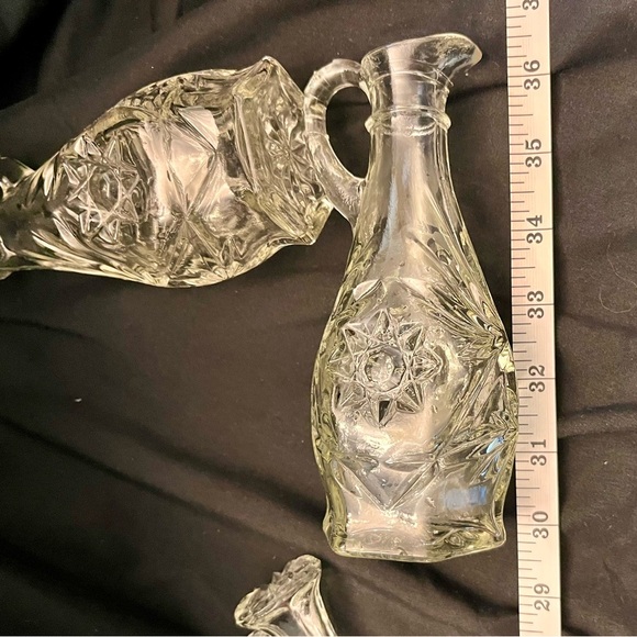 Anchor Hocking Star of David Glass Oil and Vinegar Cruet Set EAPC VTG 1960s MCM - Picture 14 of 15